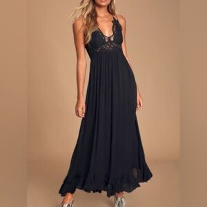 FP One Black Adella Maxi Slip Dress